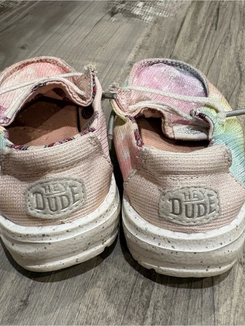 Hey Dude Wendy Toddler Sparkle Star Rainbow Tie Dye Shoes Size K5